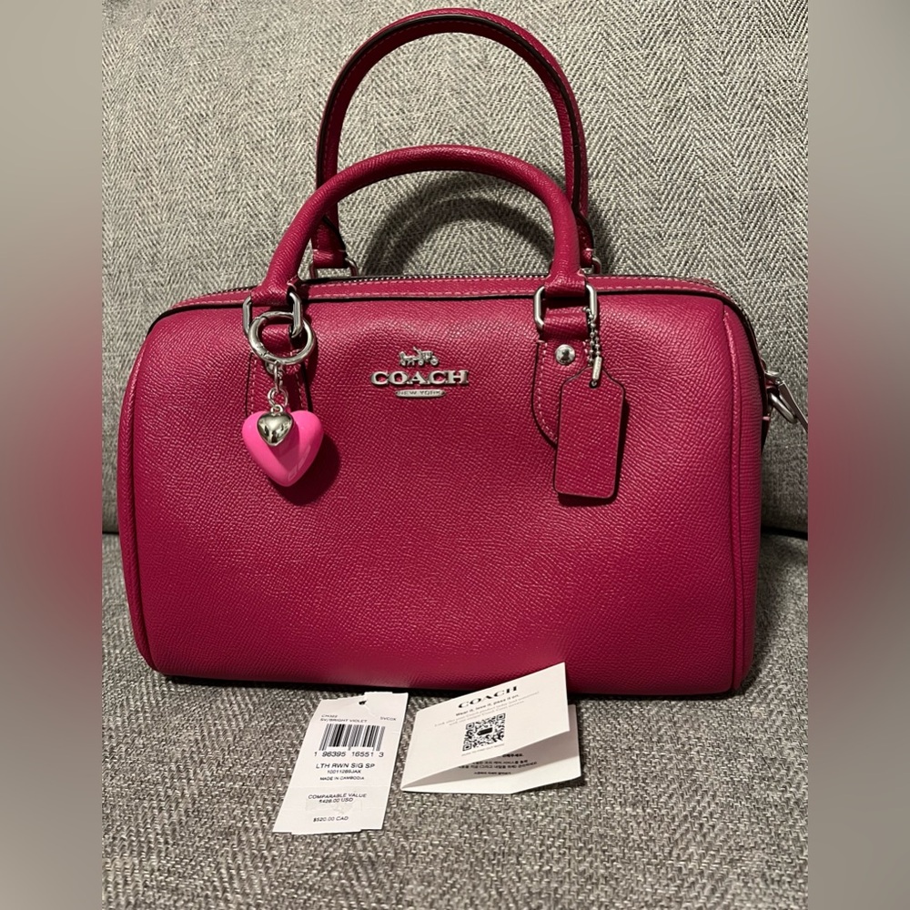 Coach Rowan bright violet satchel no strap